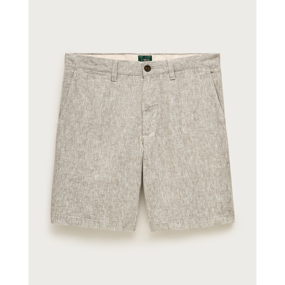 J.Crew Granola Fisherman Womens Beige Linen Shorts Flat Front Old Money Preppy